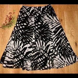 Ruby Rd. Sheer Palm Fronds Island Print, Fully Lined Skirt